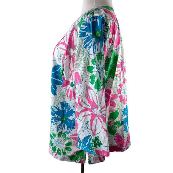 Talbots Lace Bib Tunic - Anguilla Floral Popover Split Neck Top Plus Size 3X - Picture 11 of 11